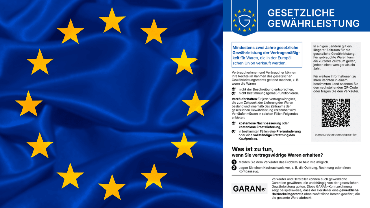 EU-Gew&auml;hrleistungslabel: harmonisierte Mitteilung zur gesetzlichen Gew&auml;hrleistung